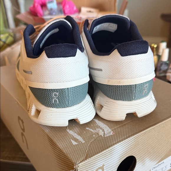 On Running Sneakers in Cream and Dark Blue cloudNova - Picture 3 of 9